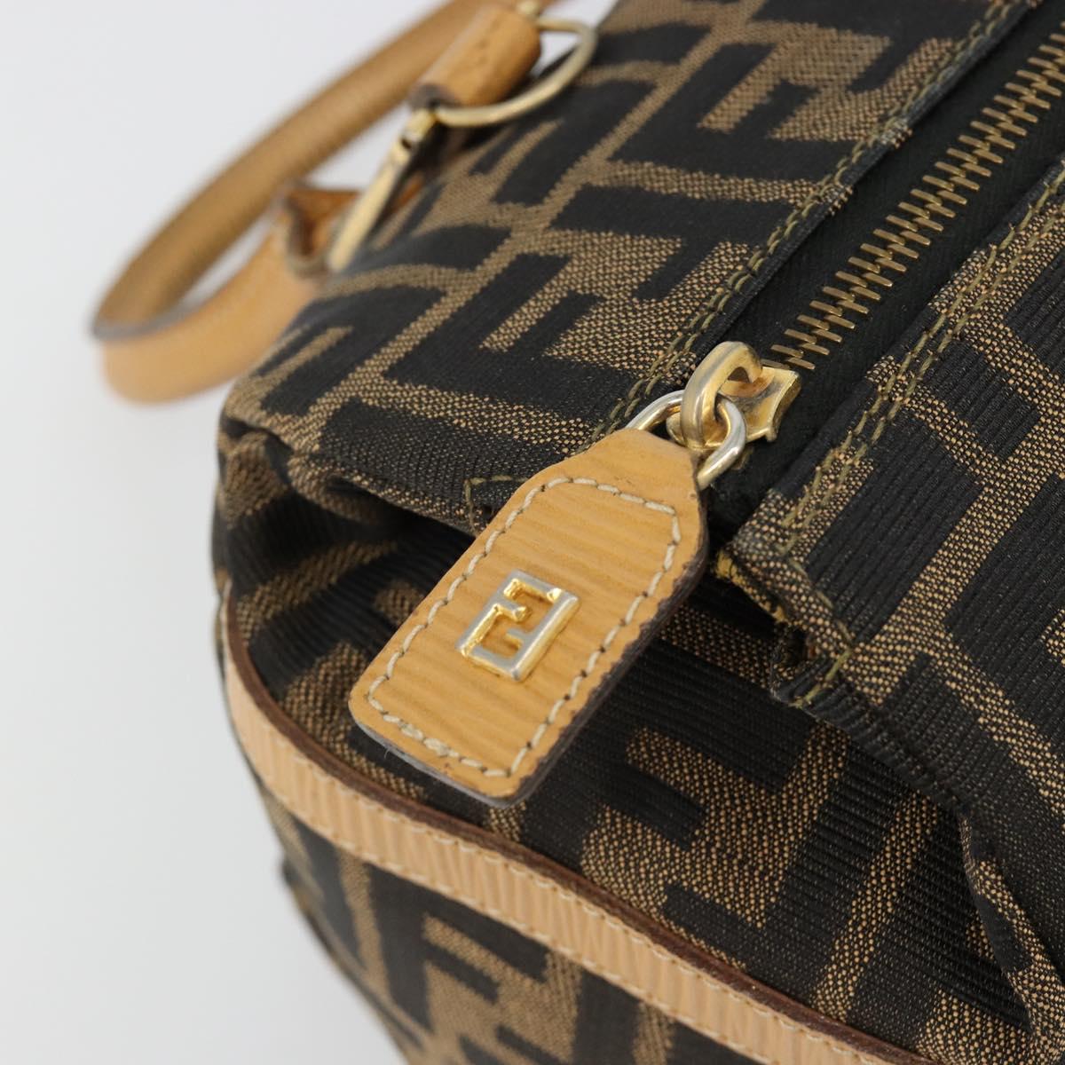 FENDI Zucca Canvas Hand Bag Black Brown Auth 185608A