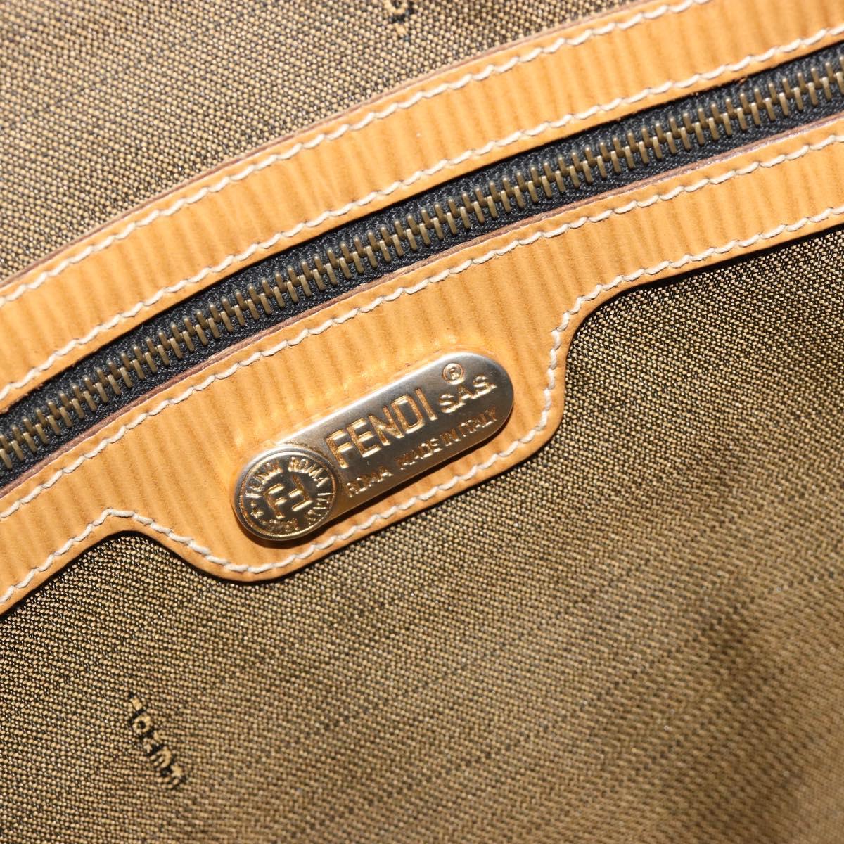 FENDI Zucca Canvas Hand Bag Black Brown Auth 185608A