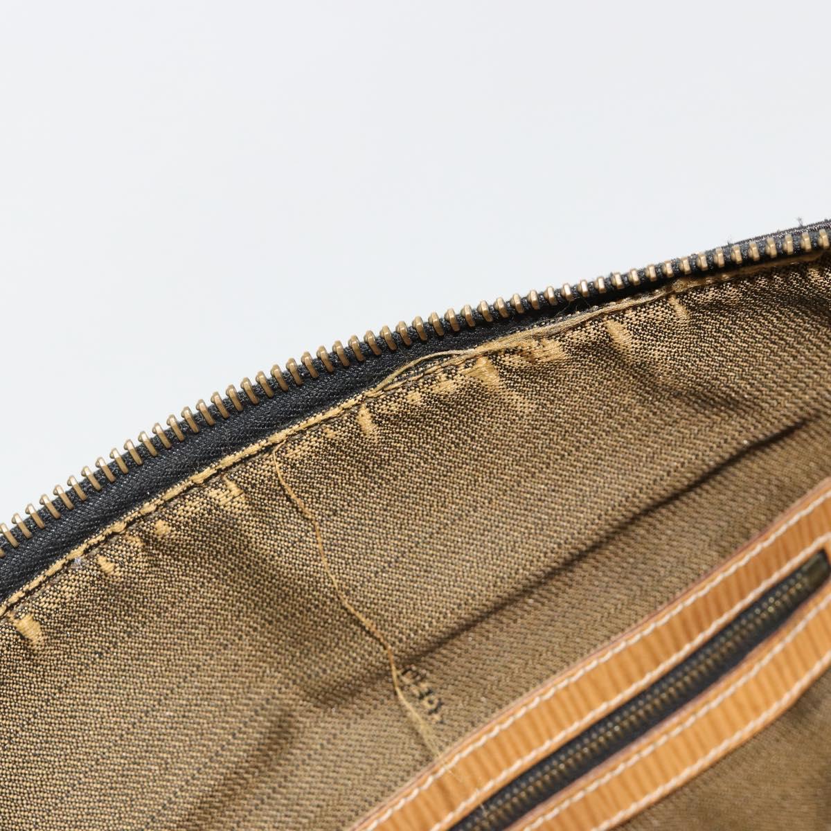 FENDI Zucca Canvas Hand Bag Black Brown Auth 185608A