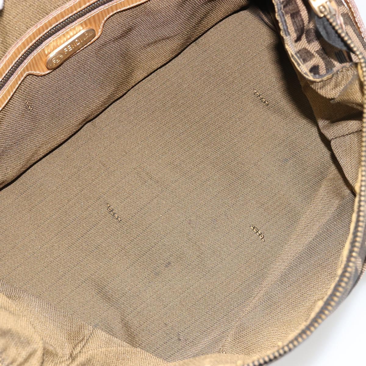 FENDI Zucca Canvas Hand Bag Black Brown Auth 185608A