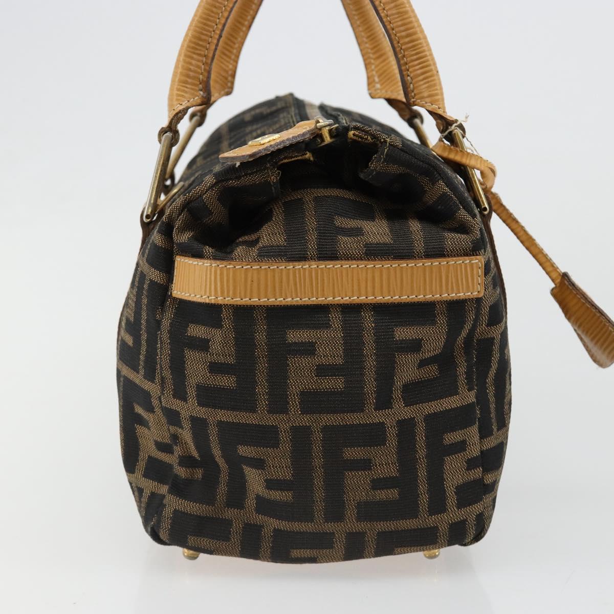 FENDI Zucca Canvas Hand Bag Black Brown Auth 185608A