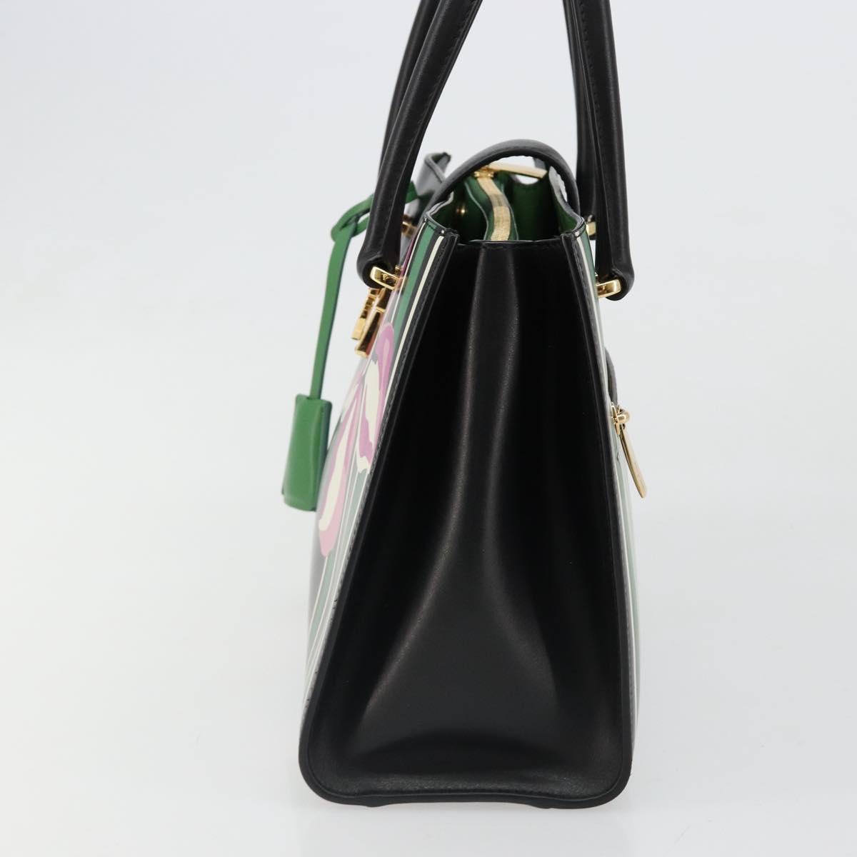Salvatore Ferragamo Gancini Hand Bag Leather Black Gold Auth 185609A