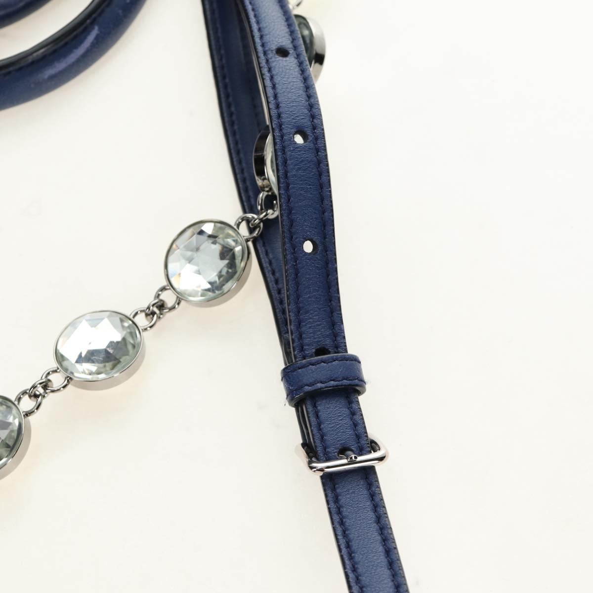 Miu Miu Nappa Crystal Matelasse Hand Bag Leather 3way Blue Silver Auth 185610SM