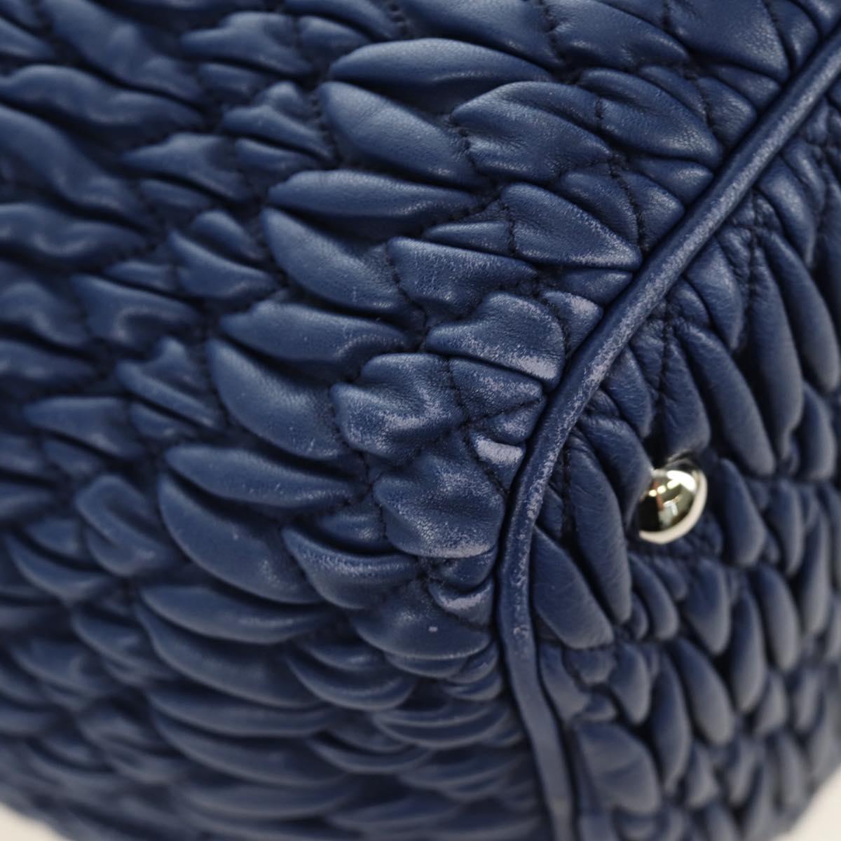 Miu Miu Nappa Crystal Matelasse Hand Bag Leather 3way Blue Silver Auth 185610SM