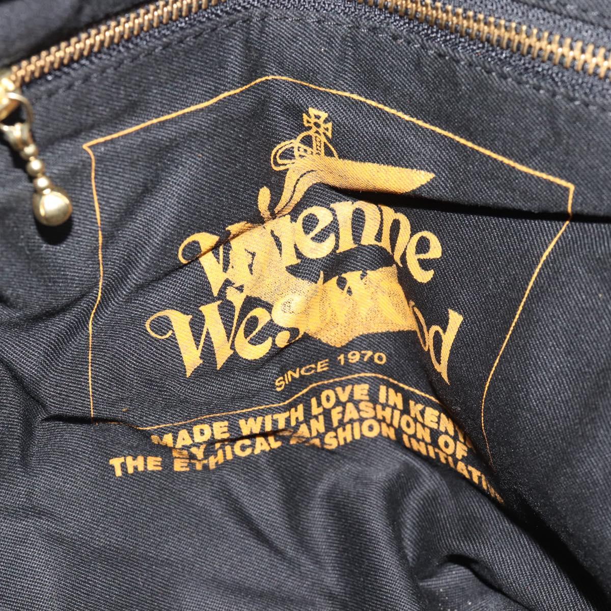 Vivienne Westwood Tote Bag Canvas Orange Gold Auth 185611A