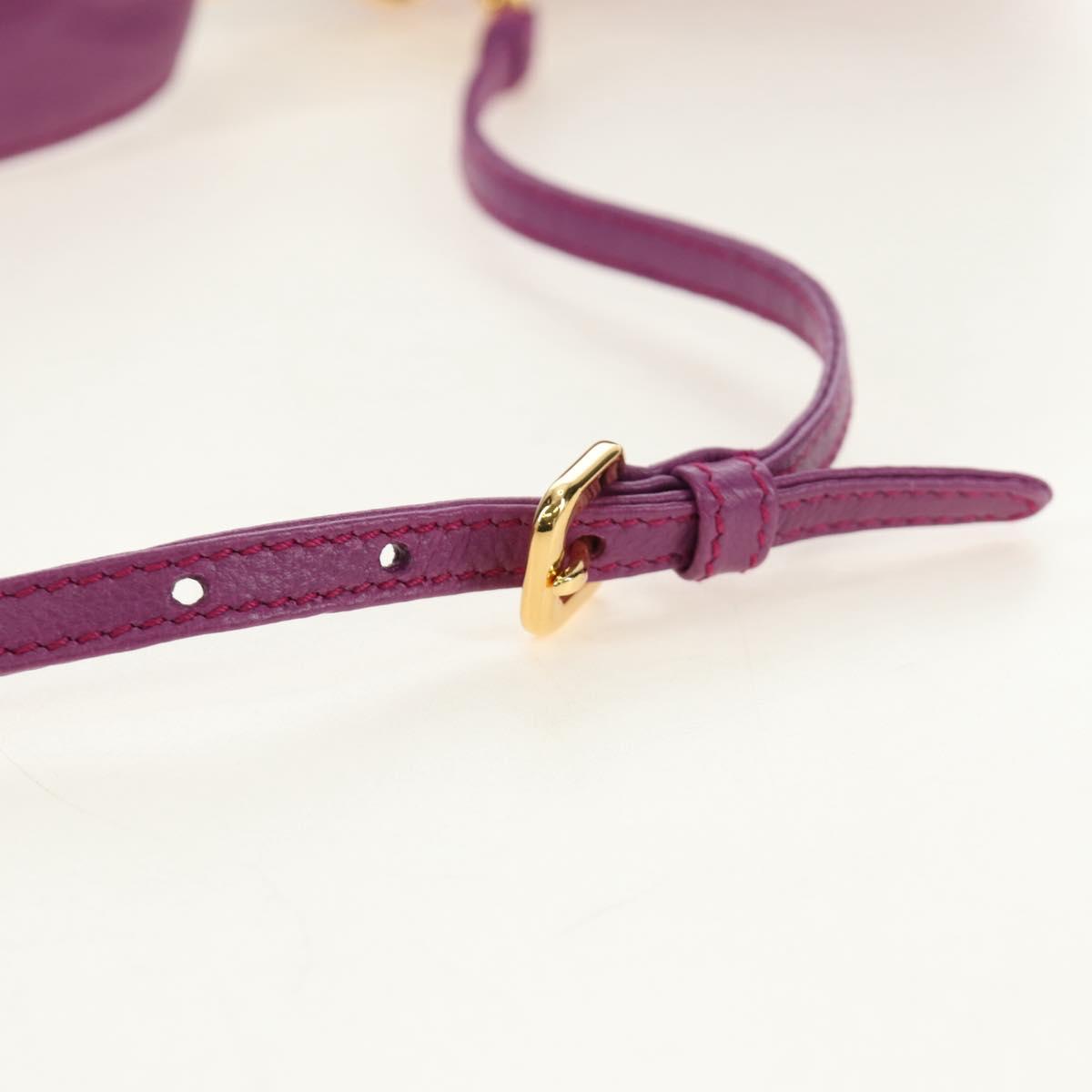PRADA Shoulder Bag Leather 2way Purple Gold Auth 185613M