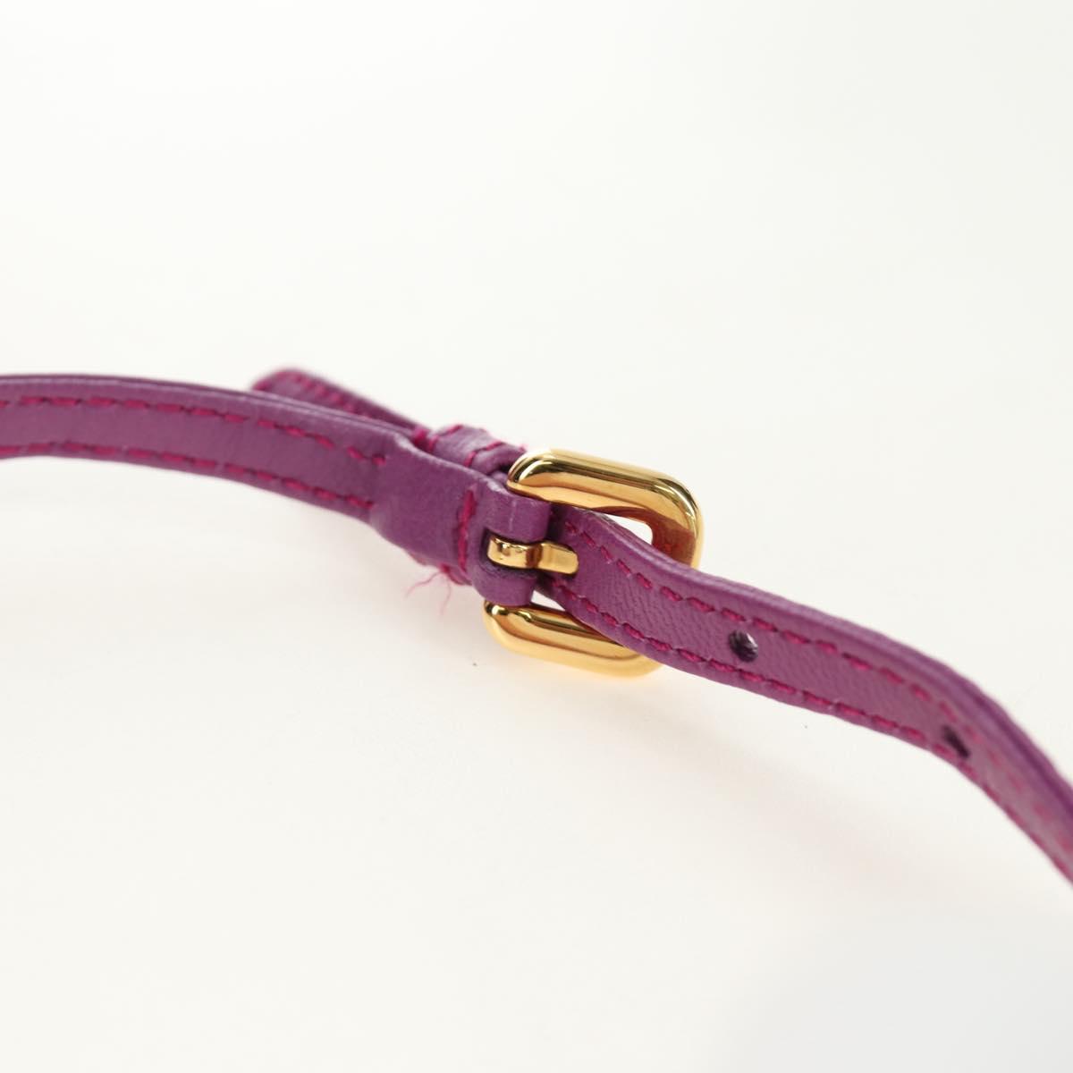 PRADA Shoulder Bag Leather 2way Purple Gold Auth 185613M
