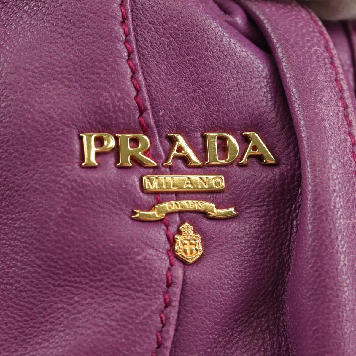PRADA Shoulder Bag Leather 2way Purple Gold Auth 185613M