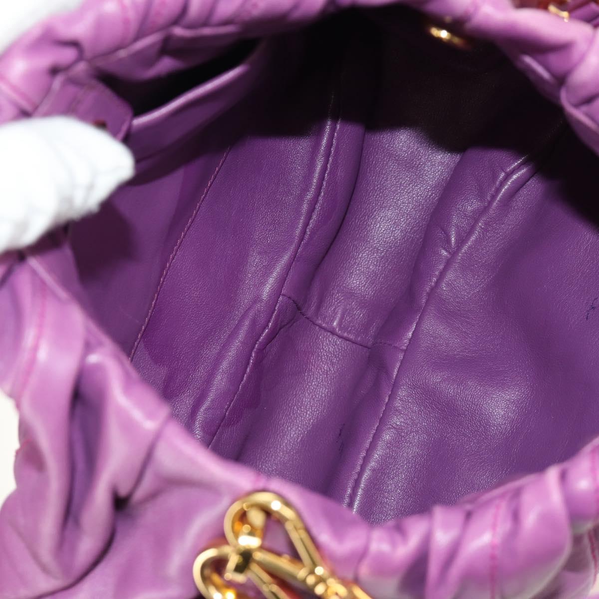 PRADA Shoulder Bag Leather 2way Purple Gold Auth 185613M