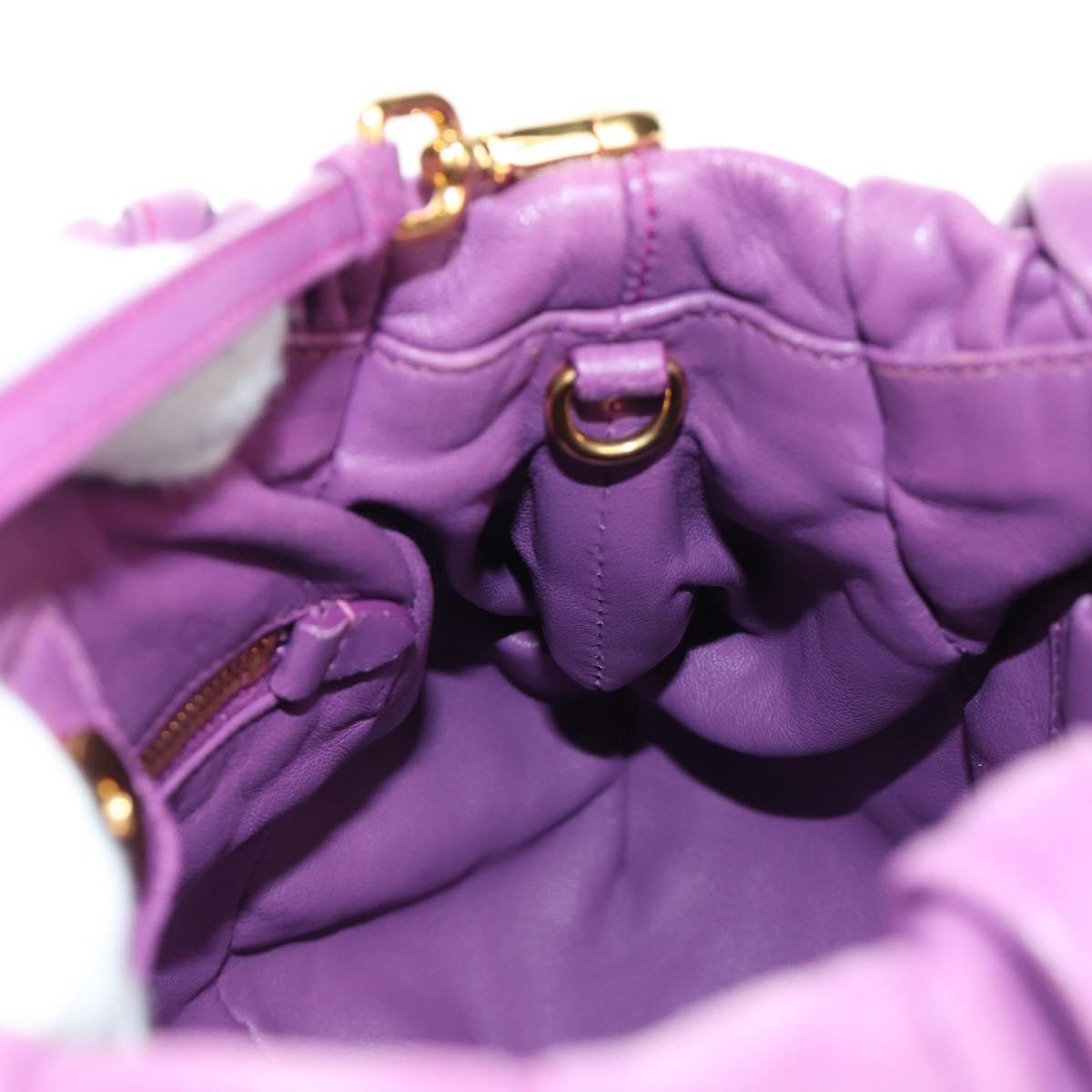 PRADA Shoulder Bag Leather 2way Purple Gold Auth 185613M