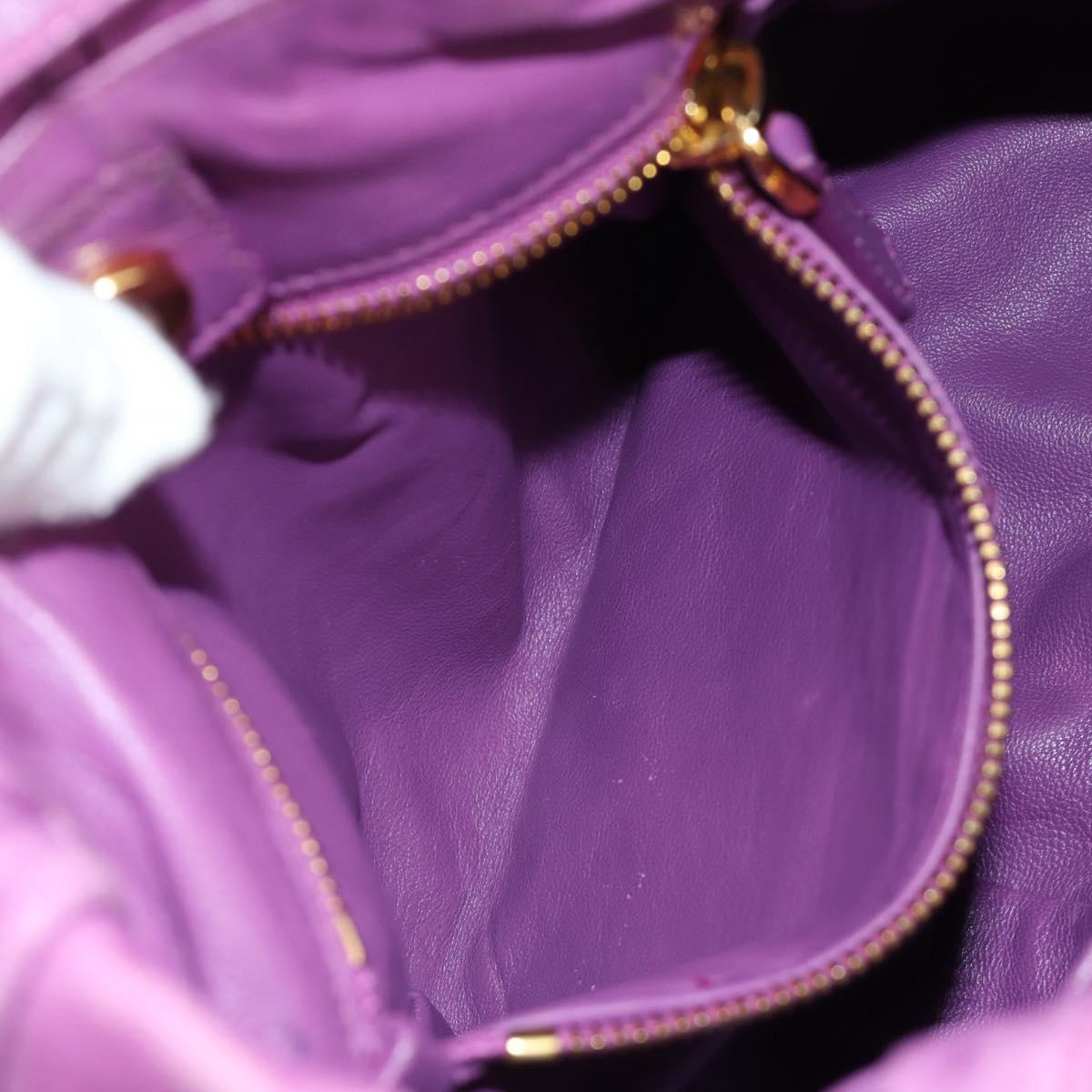 PRADA Shoulder Bag Leather 2way Purple Gold Auth 185613M