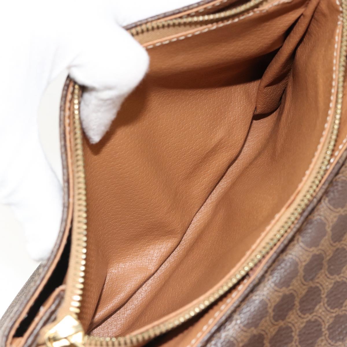 CELINE Macadam Canvas Shoulder Bag PVC Leather Brown Gold Auth 185615A