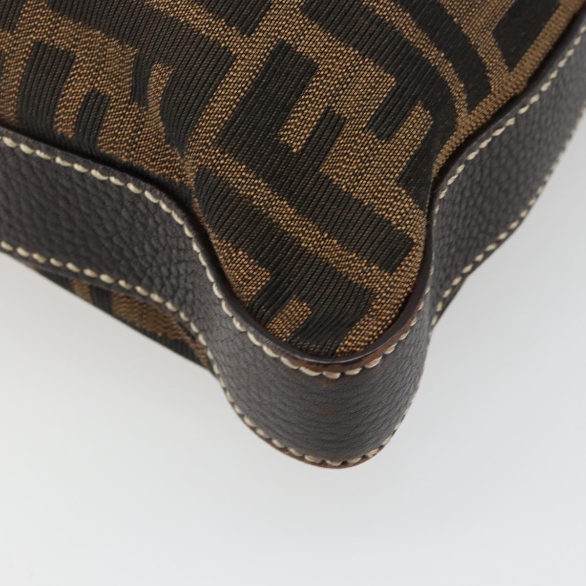 FENDI Zucca Canvas Shoulder Bag Black Brown Auth 185617A