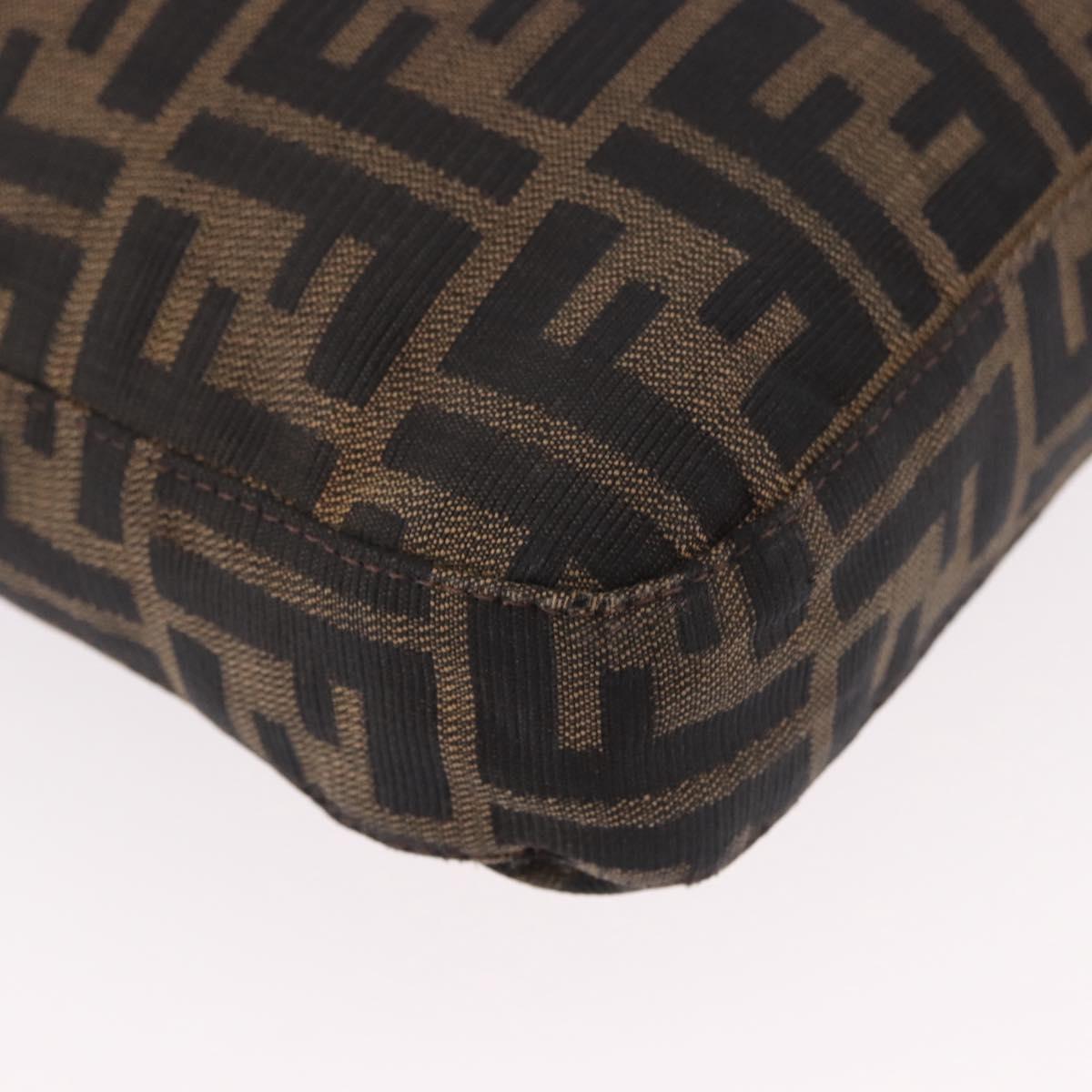 FENDI Zucca Canvas Mamma Baguette Shoulder Bag Black Brown Auth 185621A