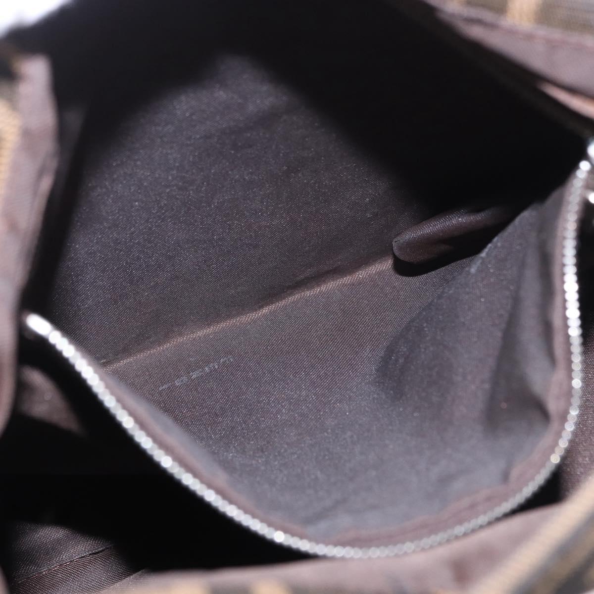 FENDI Zucca Canvas Mamma Baguette Shoulder Bag Black Brown Auth 185621A