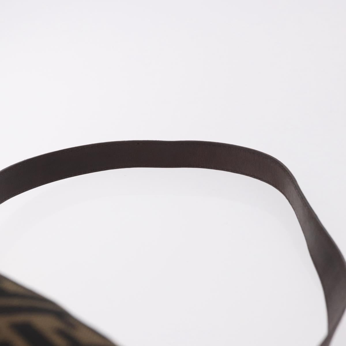 FENDI Zucca Canvas Mamma Baguette Shoulder Bag Black Brown Auth 185621A