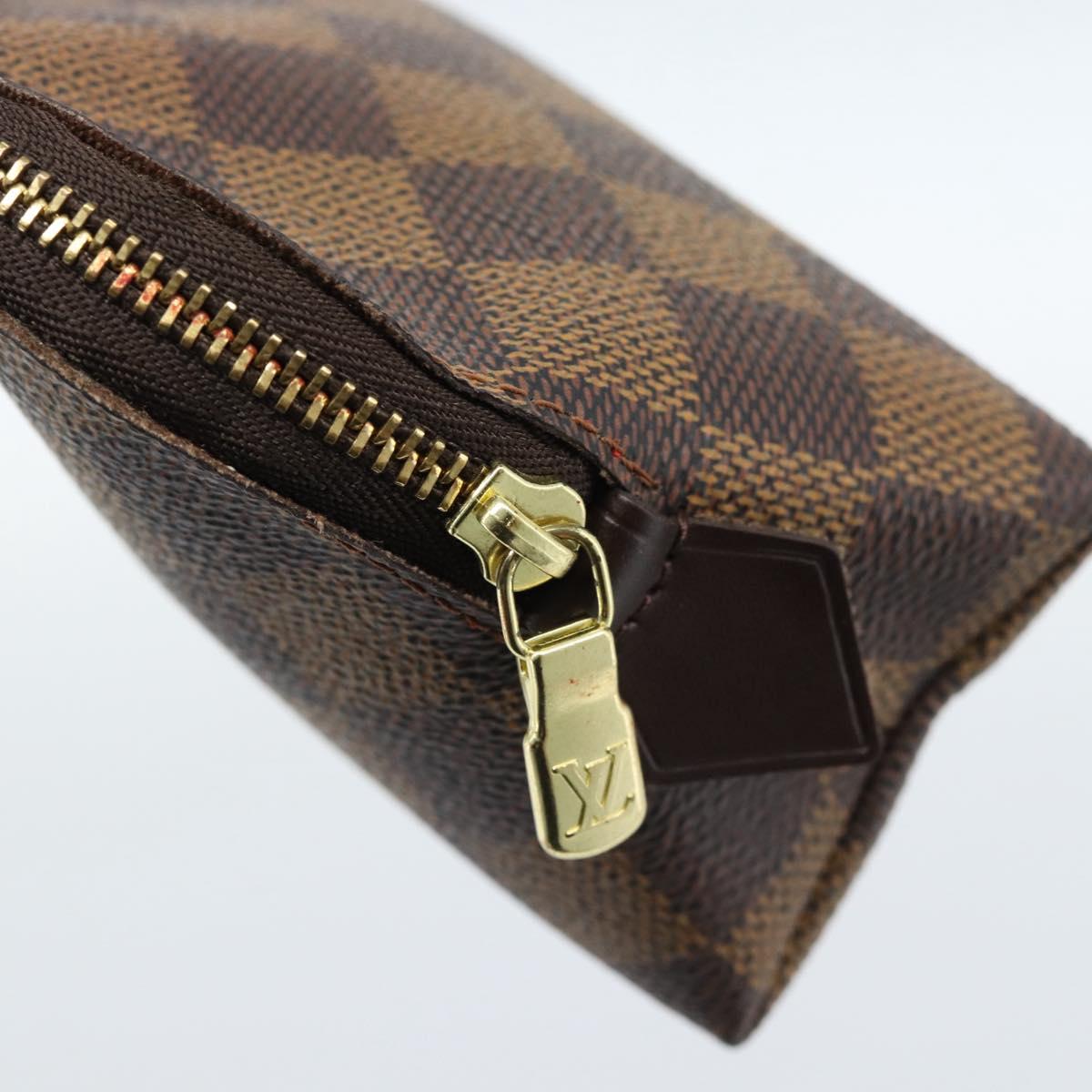 LOUIS VUITTON Damier Ebene Pochette Cosmetic PM Pouch N47516 LV Auth 185623