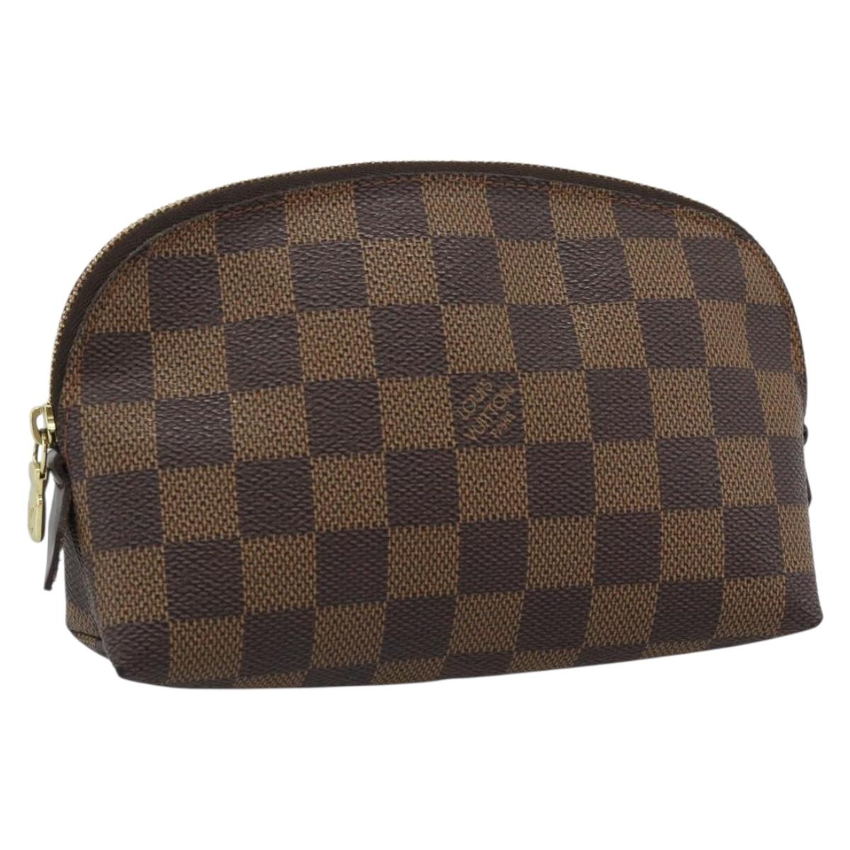 LOUIS VUITTON Damier Ebene Pochette Cosmetic PM Pouch N47516 LV Auth 185623