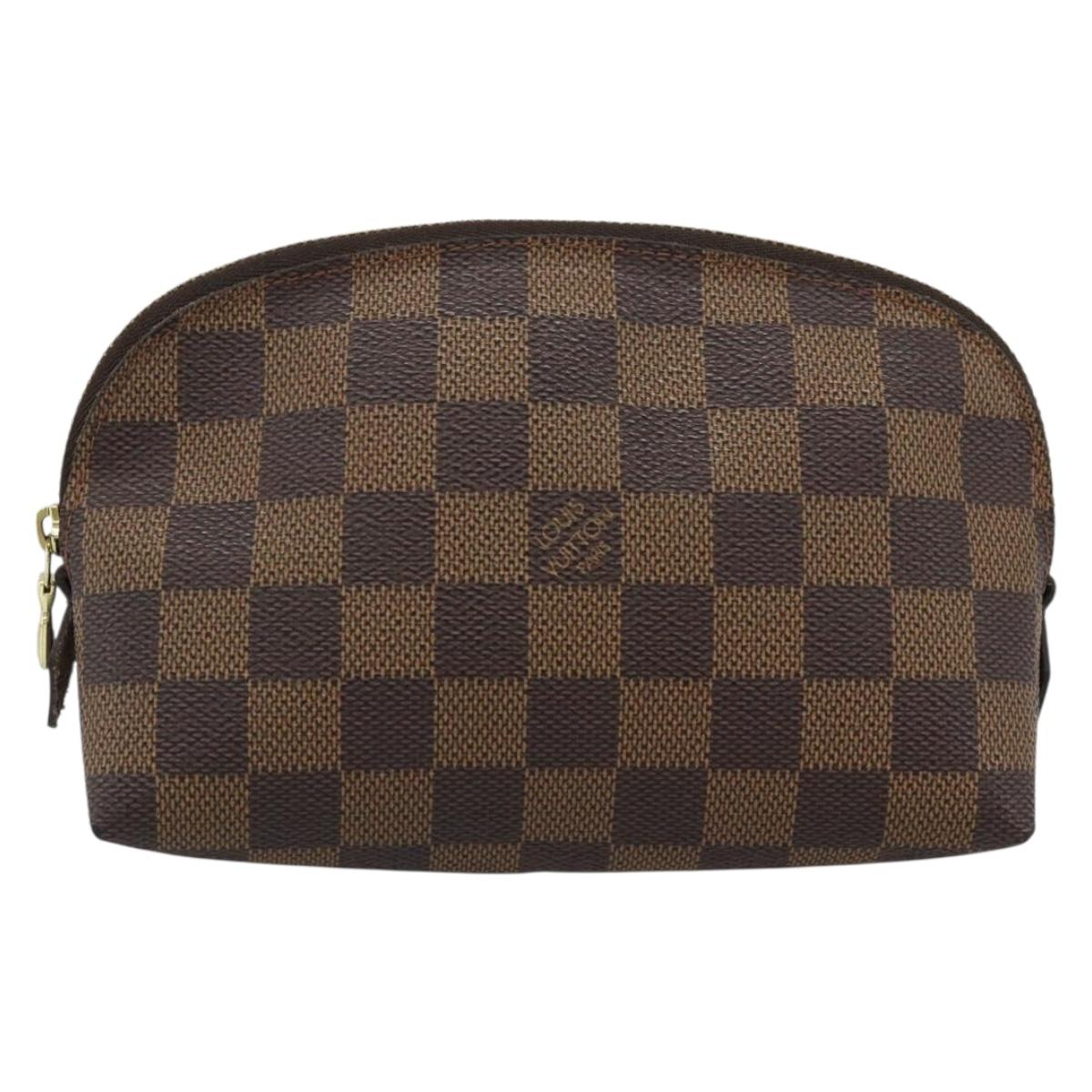 LOUIS VUITTON Damier Ebene Pochette Cosmetic PM Pouch N47516 LV Auth 185623