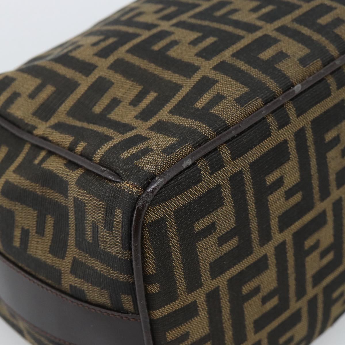 FENDI Zucca Canvas Vanity Hand Bag Black Brown Auth 185626