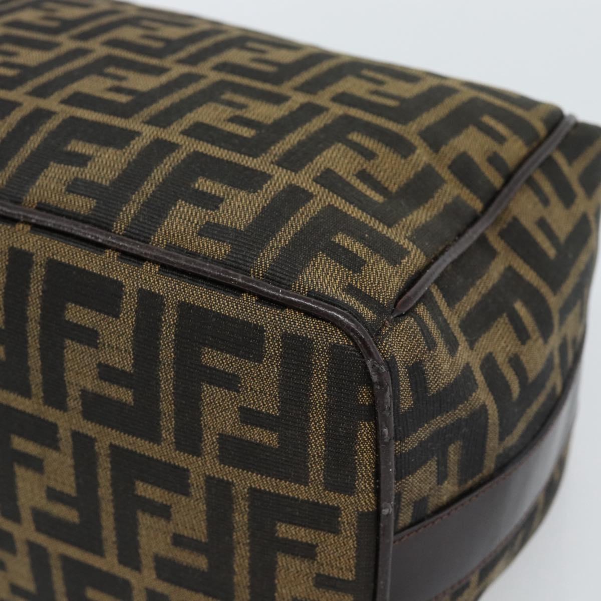 FENDI Zucca Canvas Vanity Hand Bag Black Brown Auth 185626