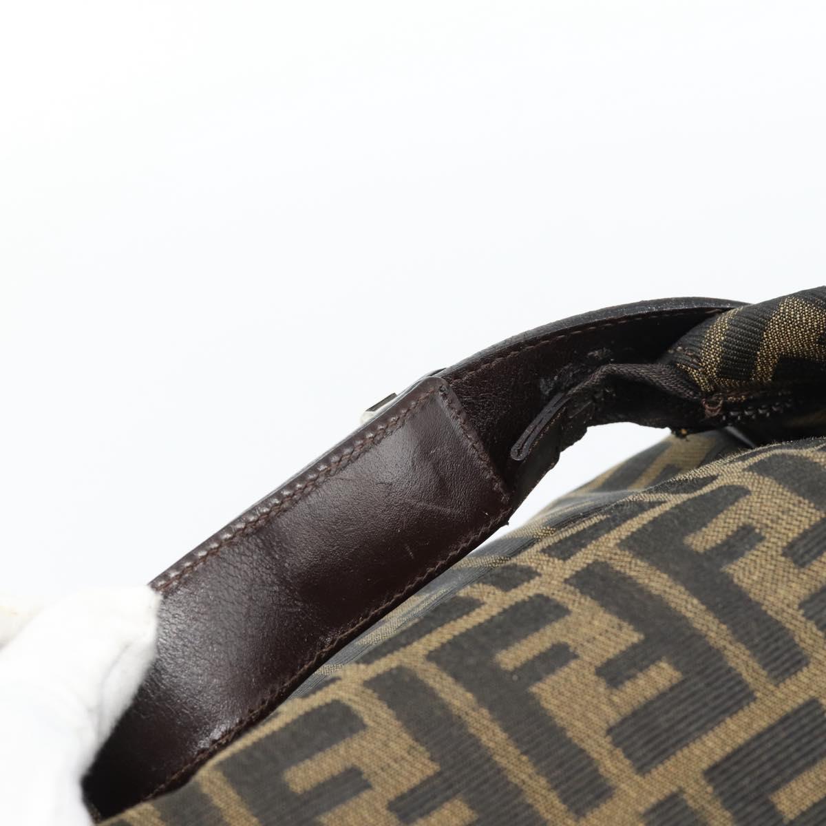 FENDI Zucca Canvas Vanity Hand Bag Black Brown Auth 185626