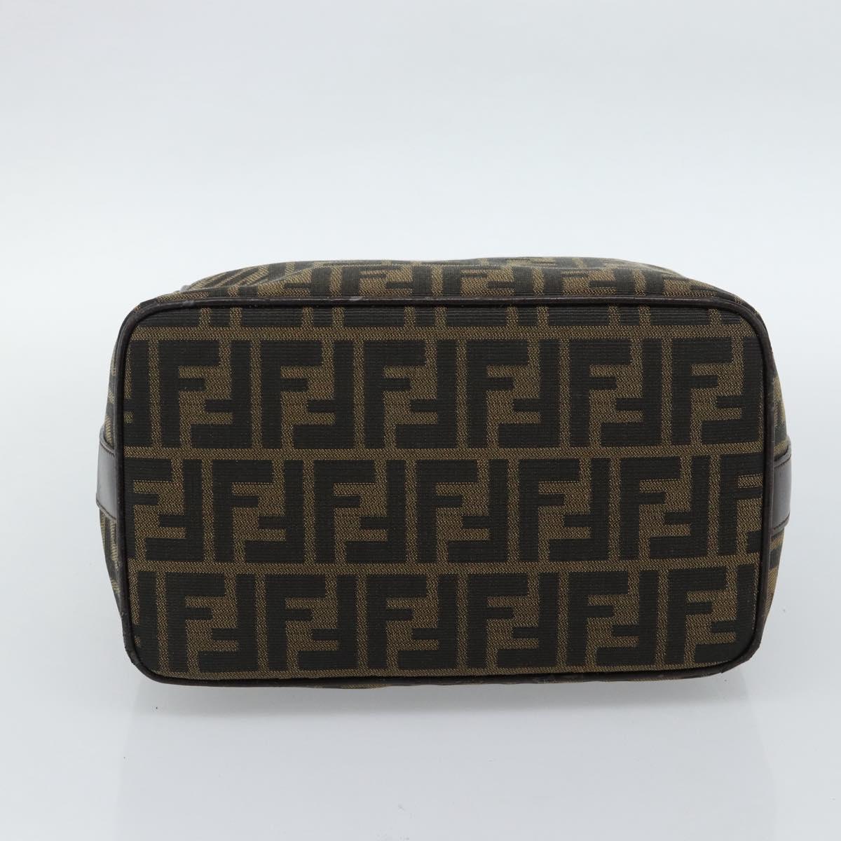 FENDI Zucca Canvas Vanity Hand Bag Black Brown Auth 185626