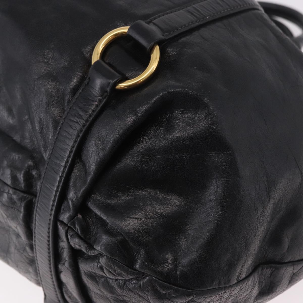 Miu Miu Hand Bag Leather Black Gold Auth 185627V
