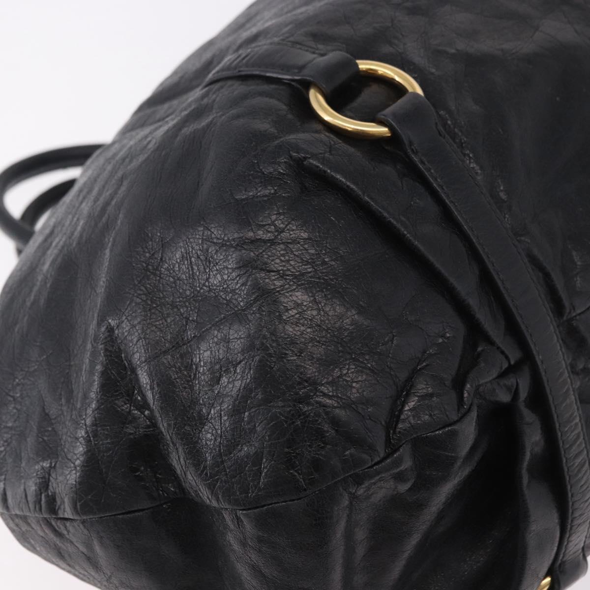 Miu Miu Hand Bag Leather Black Gold Auth 185627V