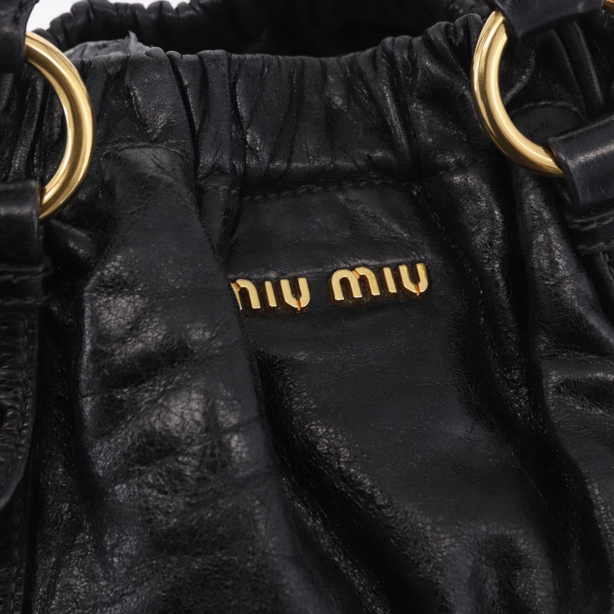 Miu Miu Hand Bag Leather Black Gold Auth 185627V