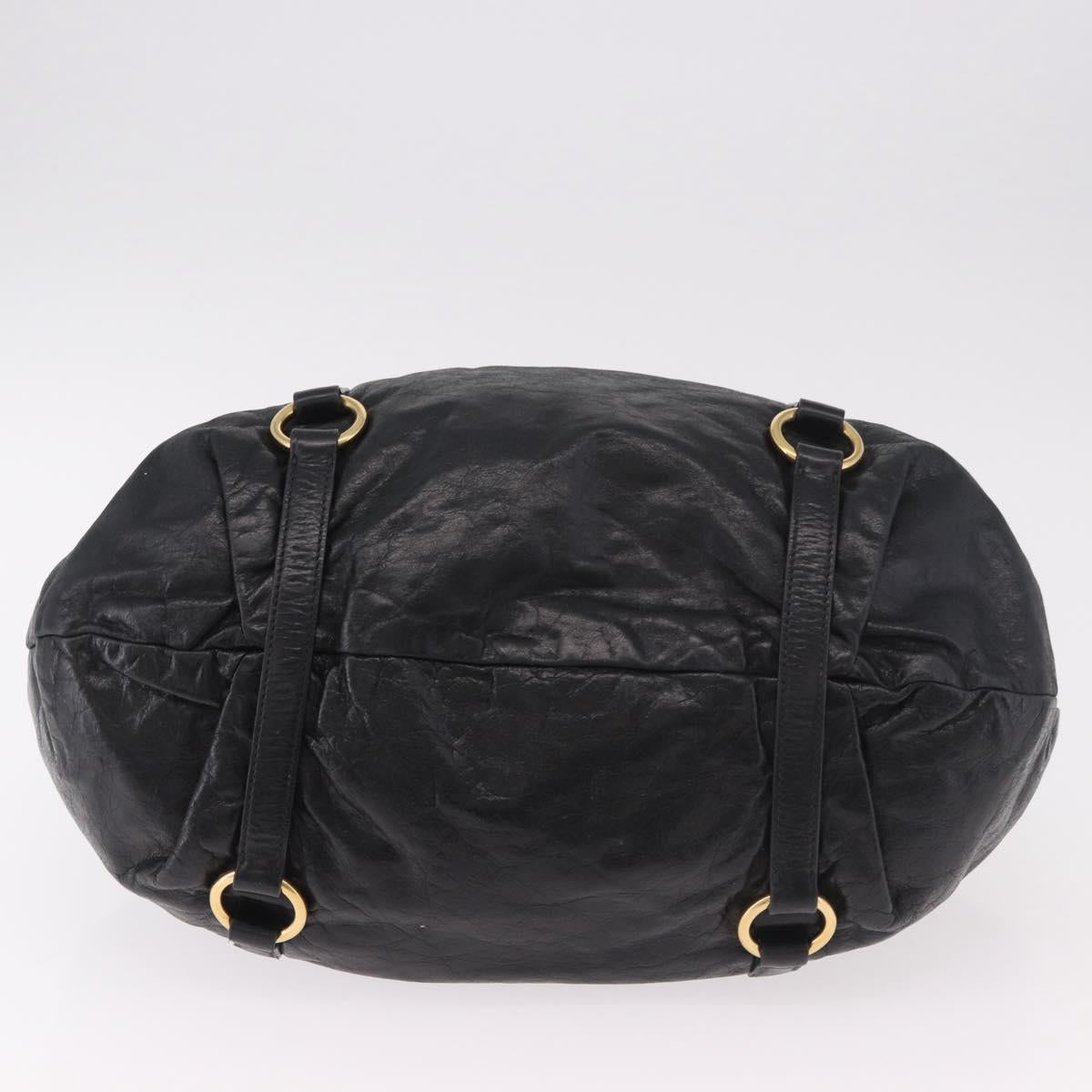 Miu Miu Hand Bag Leather Black Gold Auth 185627V