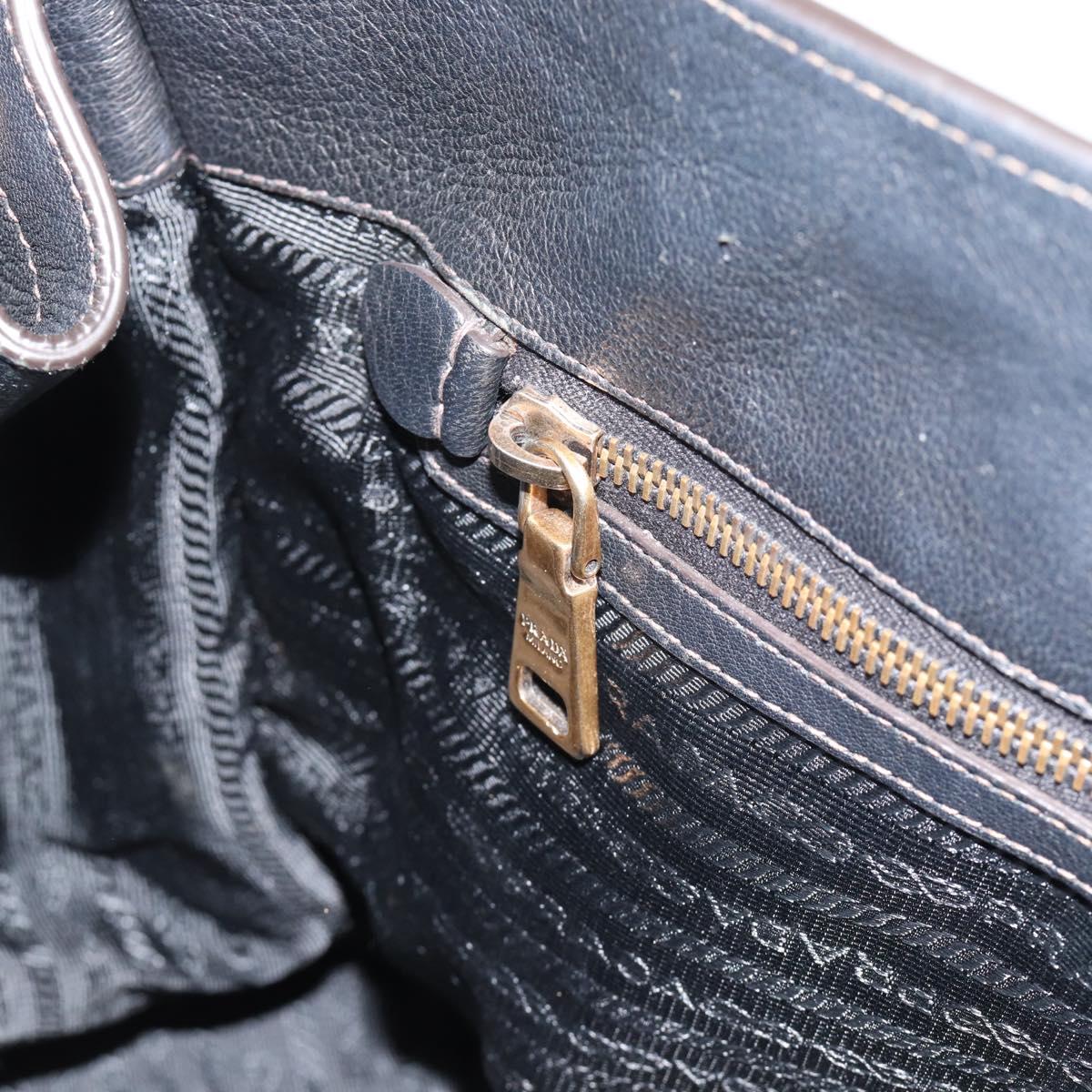 PRADA Tote Bag Leather Black Gold Auth 185629V