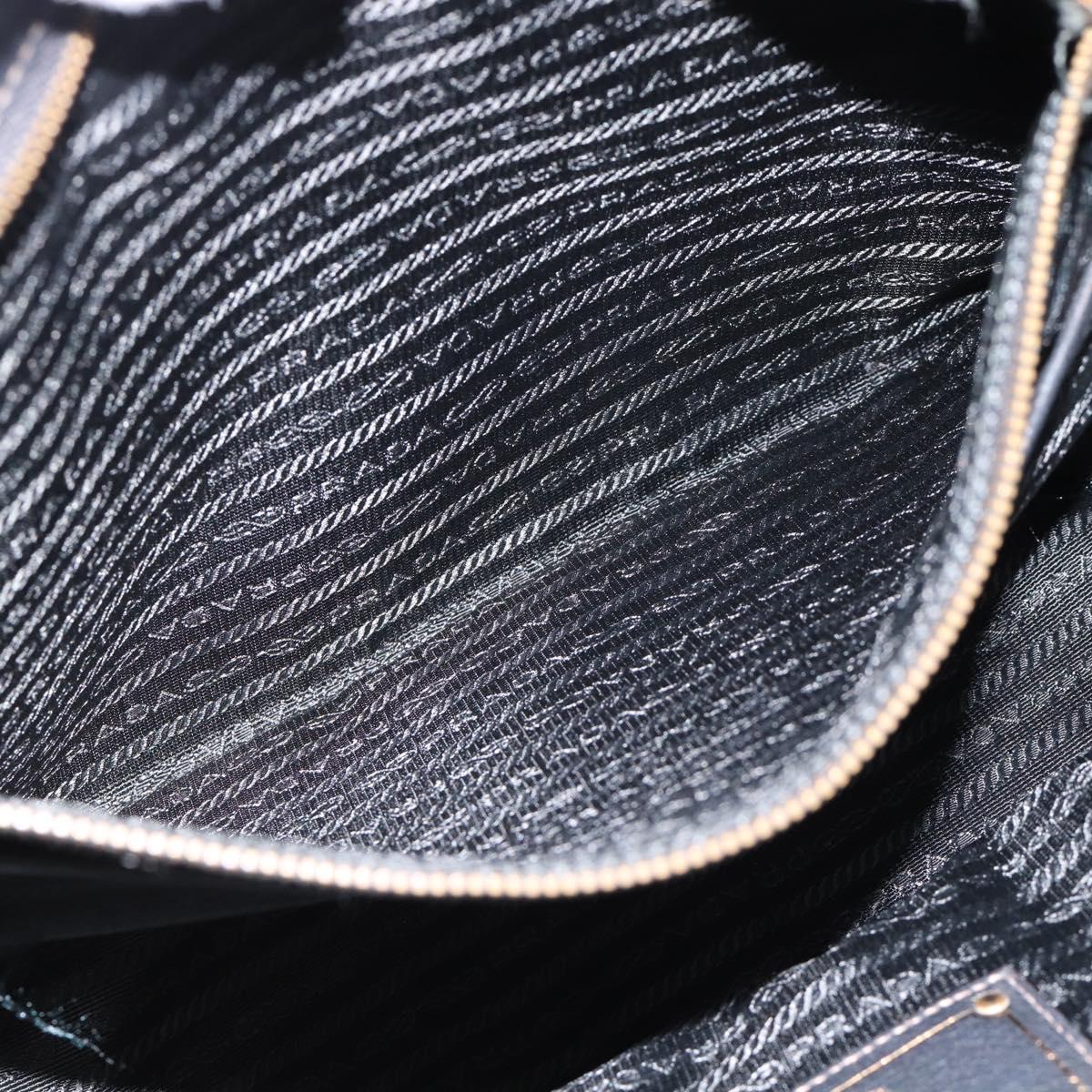 PRADA Tote Bag Leather Black Gold Auth 185629V