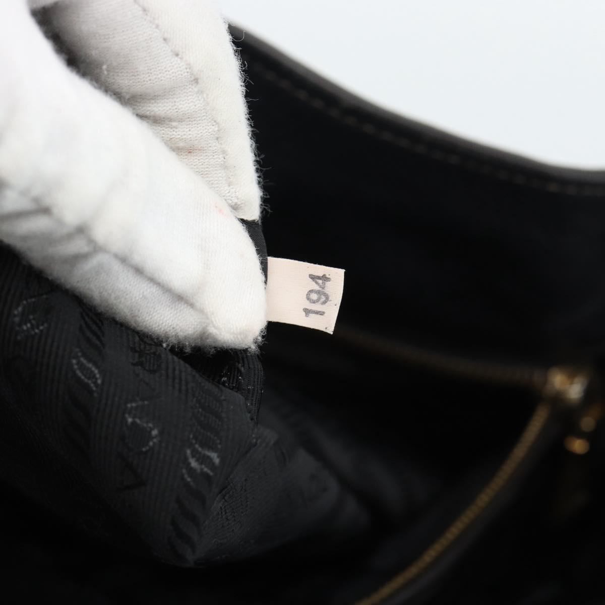 PRADA Tote Bag Leather Black Gold Auth 185629V