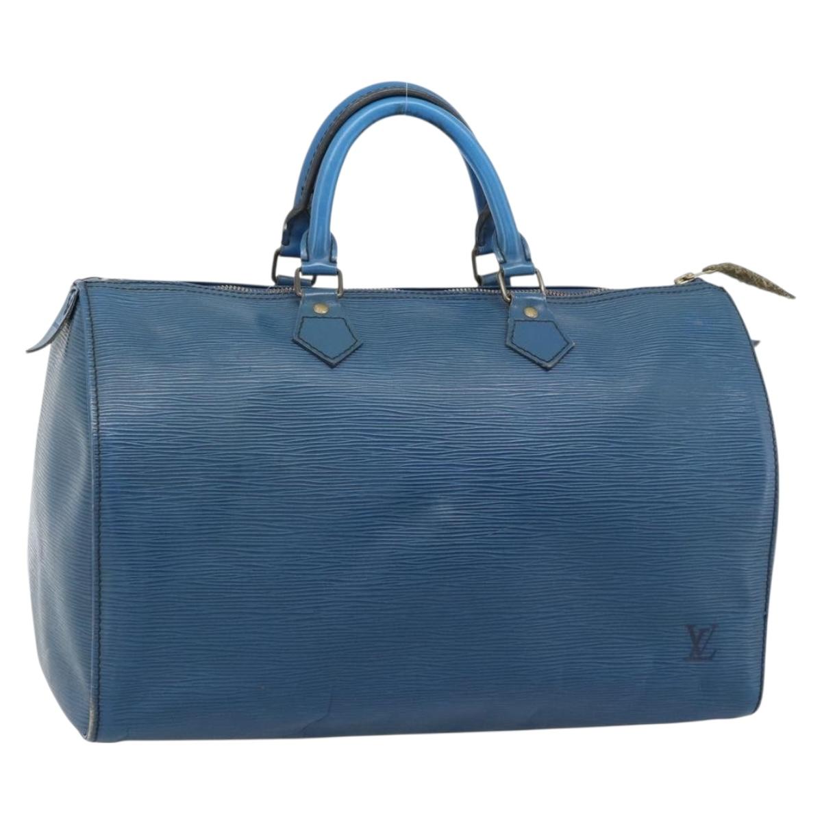 LOUIS VUITTON Epi Speedy 35 Hand Bag Toledo Blue M42995 LV Auth 185633