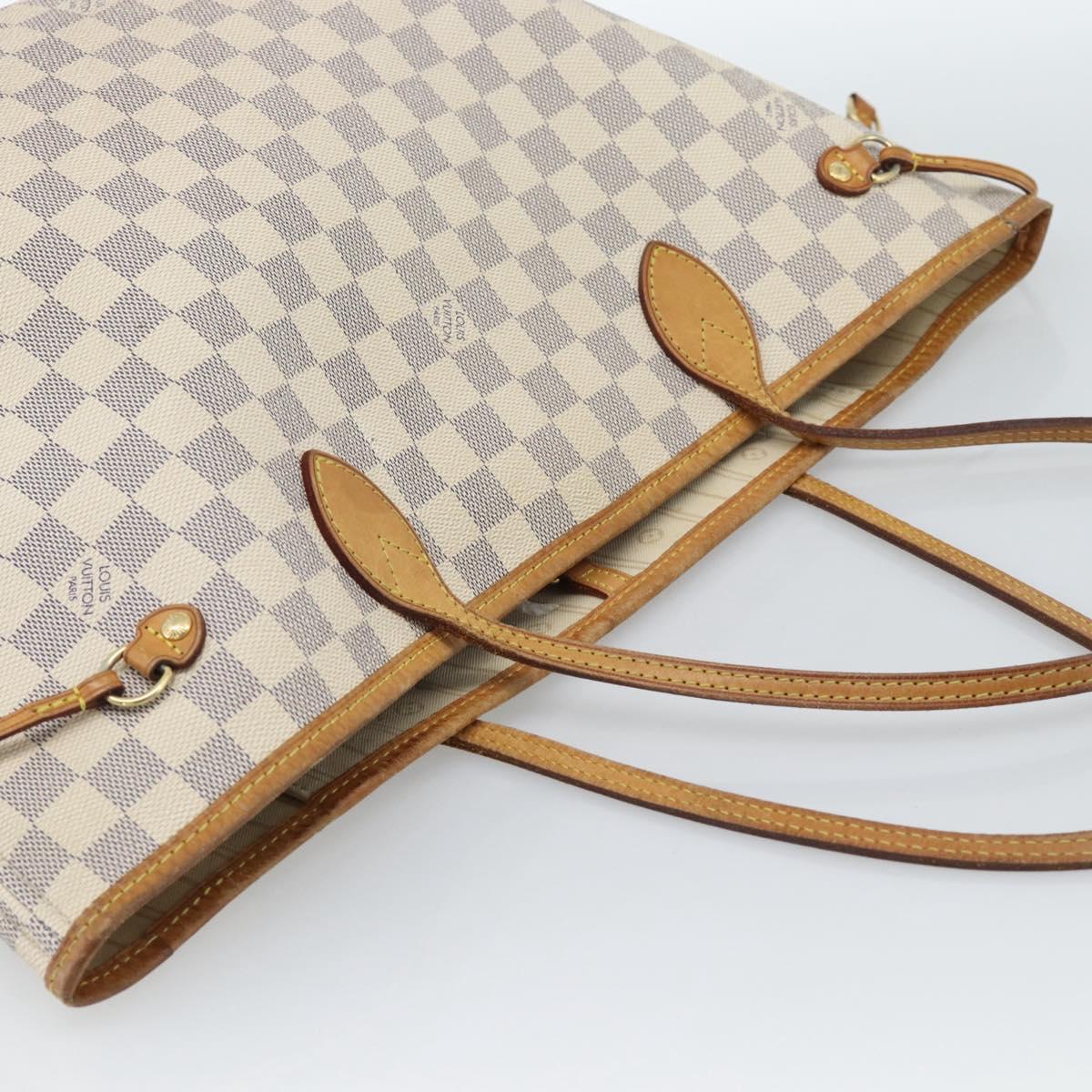 LOUIS VUITTON Damier Azur Neverfull MM Tote Bag N41605 LV Auth 185639