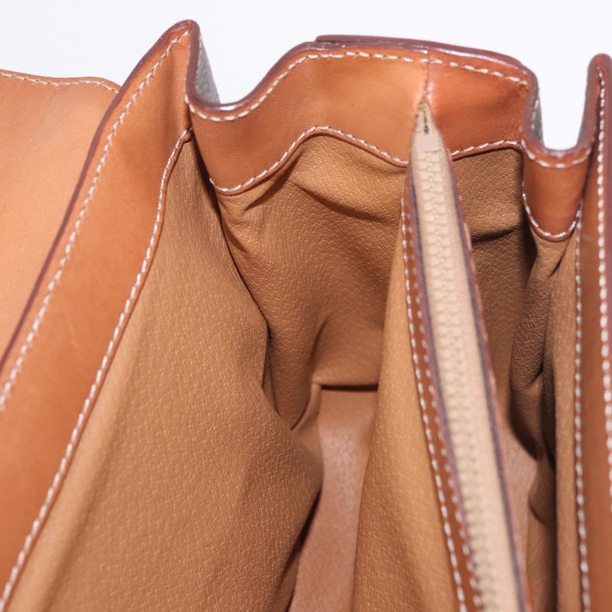 CELINE Macadam Canvas Hand Bag PVC Leather Brown Gold Auth 185642