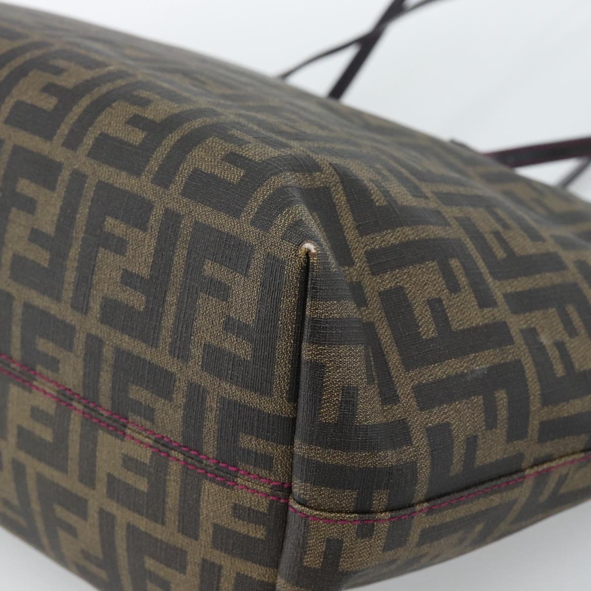 FENDI Zucca Canvas Tote Bag PVC Black Brown Auth 185643V