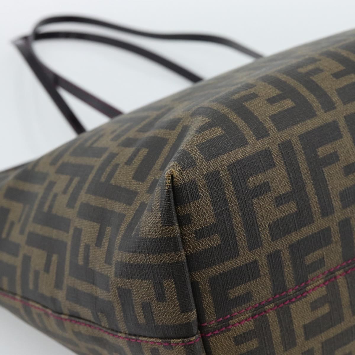 FENDI Zucca Canvas Tote Bag PVC Black Brown Auth 185643V