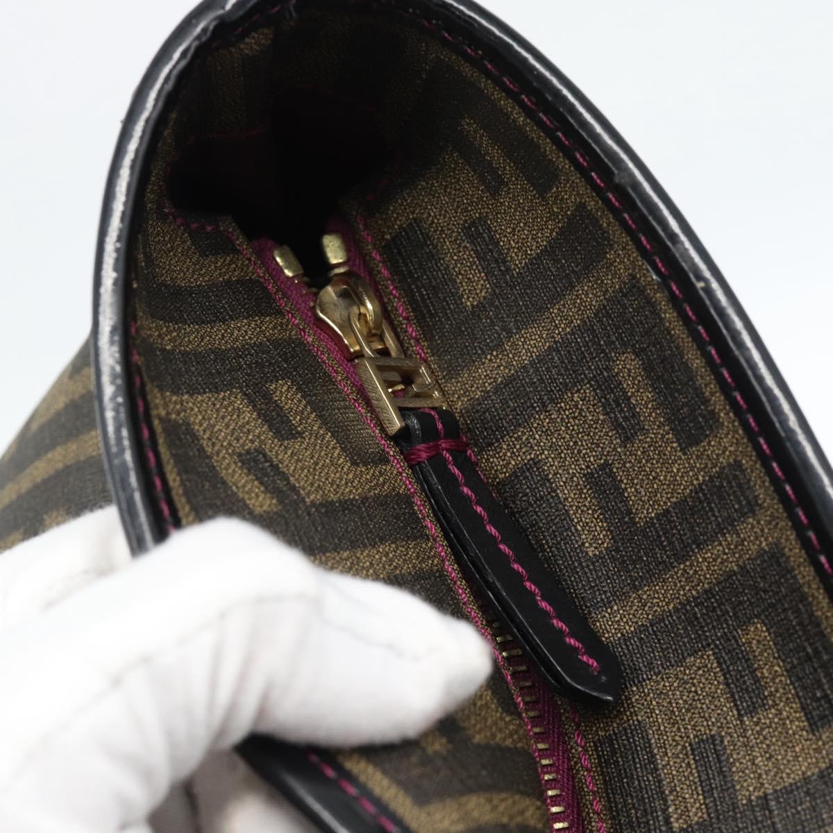 FENDI Zucca Canvas Tote Bag PVC Black Brown Auth 185643V
