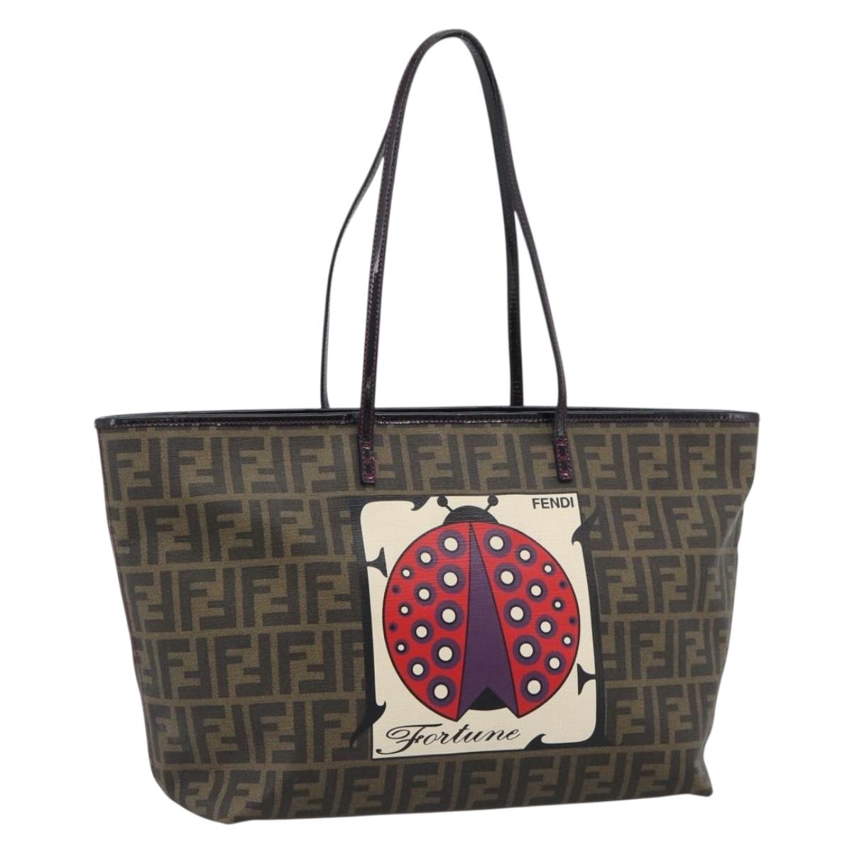 FENDI Zucca Canvas Tote Bag PVC Black Brown Auth 185643V