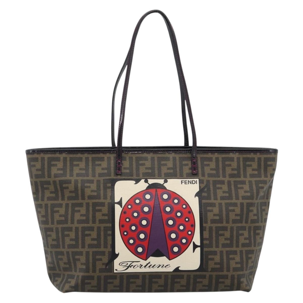 FENDI Zucca Canvas Tote Bag PVC Black Brown Auth 185643V