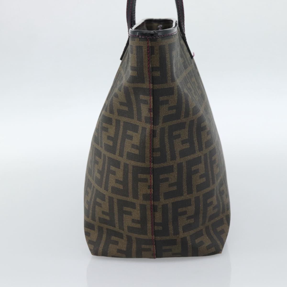 FENDI Zucca Canvas Tote Bag PVC Black Brown Auth 185643V