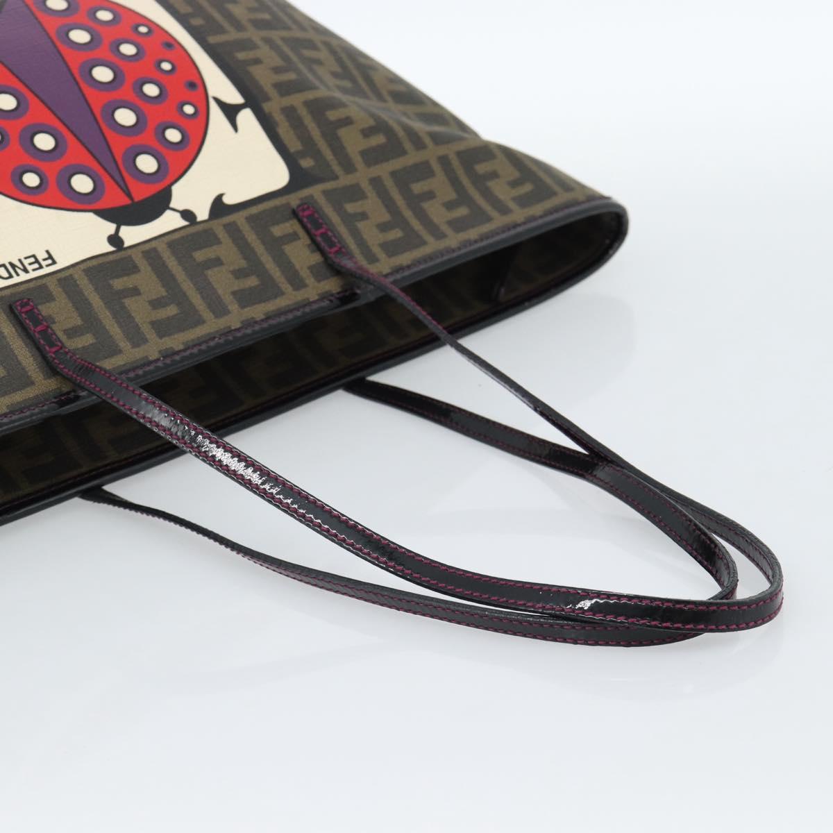 FENDI Zucca Canvas Tote Bag PVC Black Brown Auth 185643V