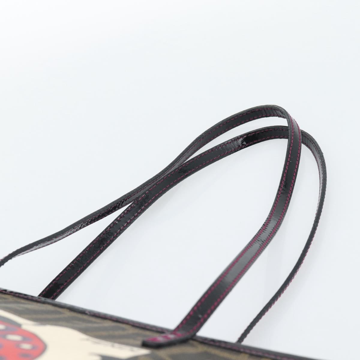 FENDI Zucca Canvas Tote Bag PVC Black Brown Auth 185643V