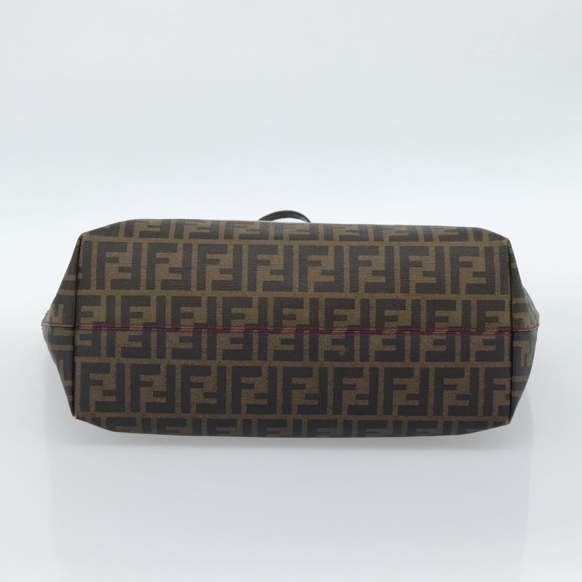 FENDI Zucca Canvas Tote Bag PVC Black Brown Auth 185643V