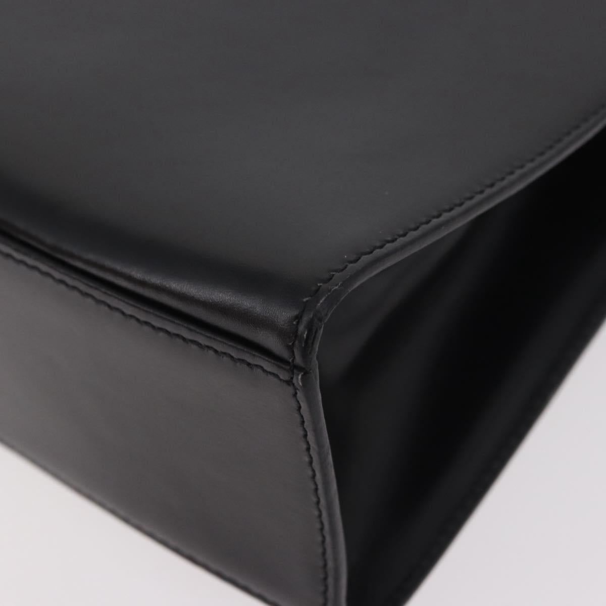 CELINE Hand Bag Leather Black Gold Auth 185644V