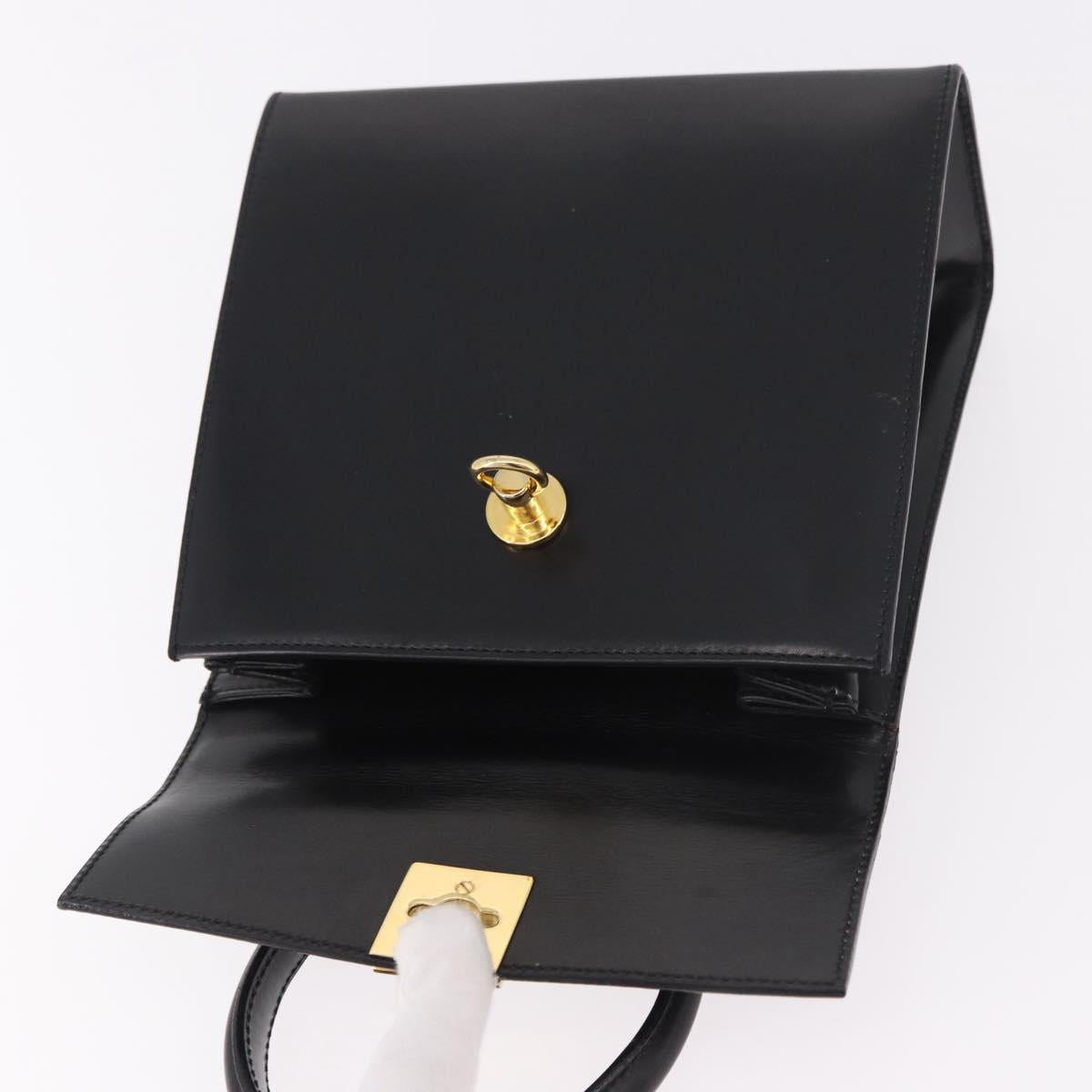 CELINE Hand Bag Leather Black Gold Auth 185644V