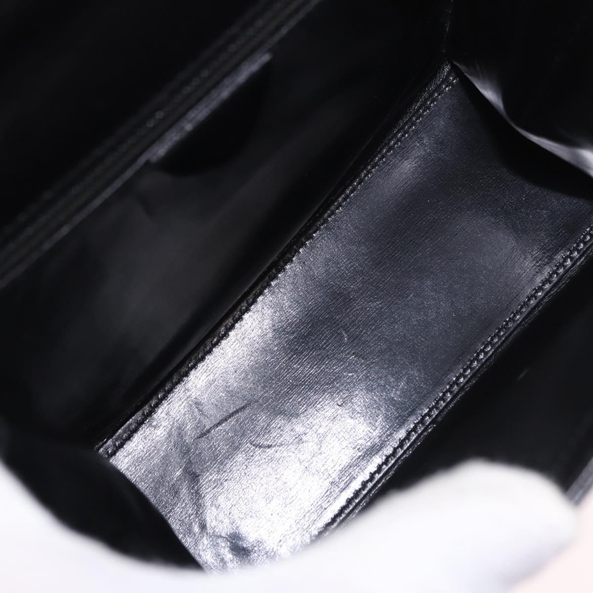 CELINE Hand Bag Leather Black Gold Auth 185644V