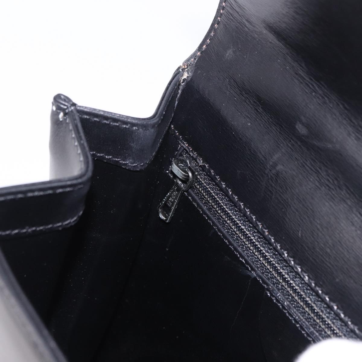 CELINE Hand Bag Leather Black Gold Auth 185644V